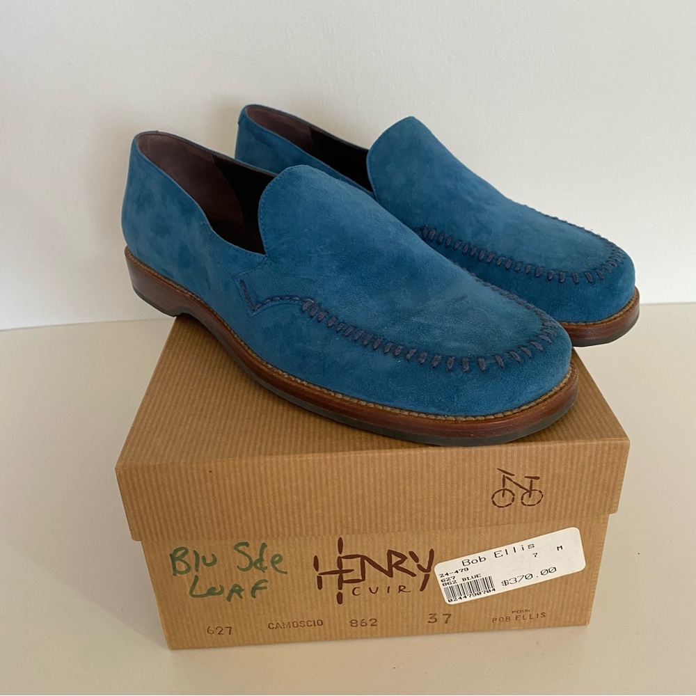 Henry Cuir Bob Ellis Camoscio blue suede loafers